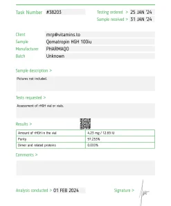 Alternative view of Qomatropin HGH 100iu – Pharmaqo Labs